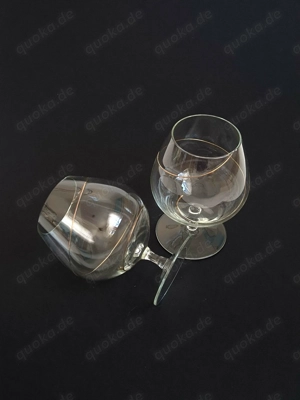 2 Cognacschwenker mit Golddekor von Flirt - neuwertig