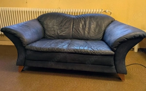Zu verschenken: Ledersofa 2-Sitzer blau