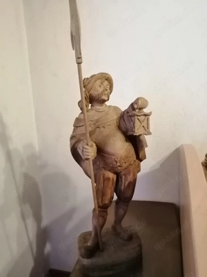 Handgeschnitzter Nachtwächter, massiv, ohne Lanze ca. 40 cm