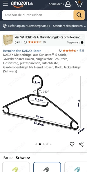 15 schwarze Kleiderbügel je 5 St. für 2 Euro  Bild 2