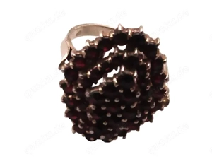 Antiker böhmischer Granatring   vergoldetes Sterlingsilber   Art déco   Größe 52