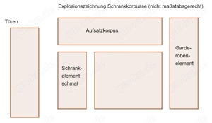 Solide Schrank- Regalteile grau   Eiche furniert Bild 2