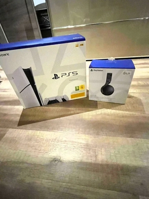 sony Playstation 5 konsole Disk laufwerk édition mit kopfhörer und controller 