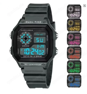 Schöne Digital Uhr Armbanduhr Chronograph Alarm grau schwarz Neu   unbenutzt