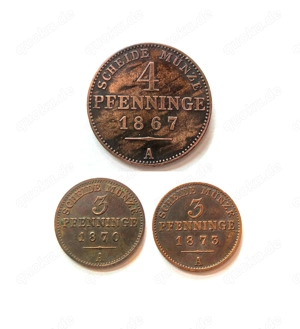 #18. 1x - 4 Pfennig 1867 A Wilhelm I. Preußen 2x - 3 Pfennig 1870 A + 1873 A                        