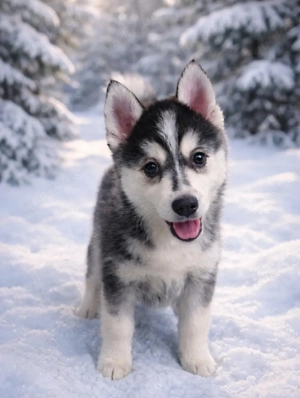 Pomsky mit Huskyzeichnung