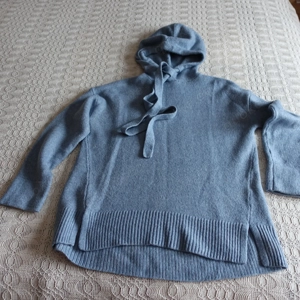Damen - Pullover, Kapuzen-Strickpullover, Gr. XS bzw. ca. Gr. 34, Oversize, H&M LOGG, blau