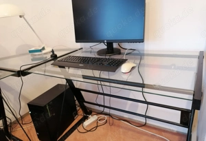ECK-Schreibtisch  156x 156 cm  Glas 