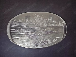 Glas Servierplatte oval mit Entenmotiv 43 x 27,5 cm Bild 2