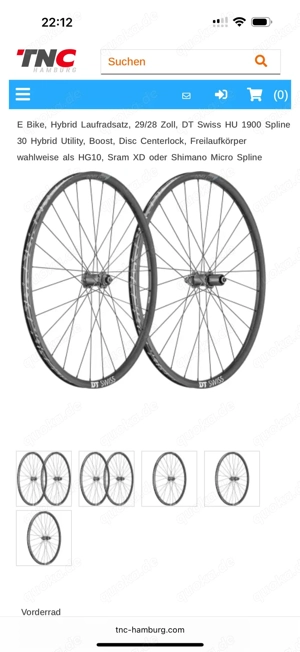(Neuer Satz) DT Swiss HU 1900 SP 29 CL 30