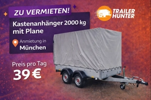 Kastenanhänger 2.000 kg mit Plane   Hannover I Vermietung Mieten