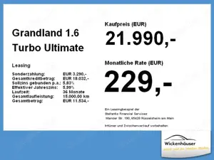 Opel Grandland 1.6 Turbo Ultimate ACC+LED+Navi+SHZ+LM