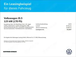 Volkswagen ID.5 Pure 125 kW Navi Sitzheizung LED Leichtmetallräder Bild 2