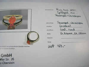 NEU: Ring Größe 18 - 56,5 375 Gold Feueropal + Weißtopas Bild 10