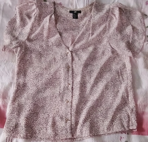 Damen Bluse rosa schw. Punkte 