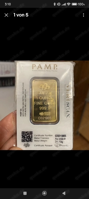 goldbarren 1oz Bild 5