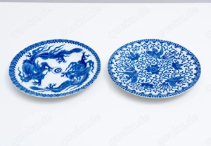 2 Desserteller, blau Nippon Tokusei, vintage