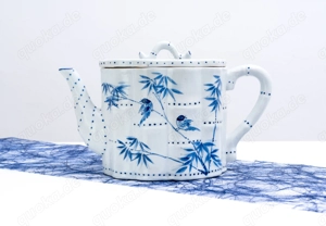 Weiß   blaue Porzellan Teekanne, Tailand