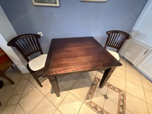 großer kolonial Esstische mit 2x Stühlen 100x100cm Tisch Vintage Haus Wohnung Gäste Essen Feiern 