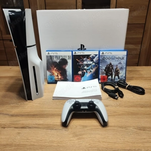 sony Playstation 5 slim PS5 Disk laufwerk spielkonsole mit verpakung mit spiel mit rechnung 