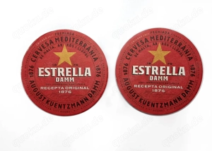 2 BIERDECKEL ESTRELLA DAMM Bierfilz Untersetzer Sammlerstück 
