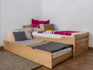 Massives Holzbett aus Buche mit Ausziehbett 100 x 200 cm