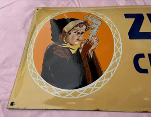 Emailleschild Emailschild orig. ZUBAN CIGARETTEN im Querformat - Selten