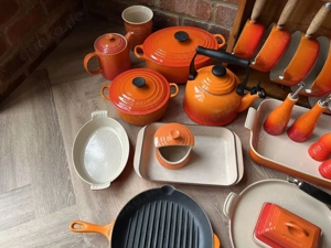 Le Creuset Gusseisen Kochtopf Kochgeschirr Set Orange Kasserolle Grillplatte Braten