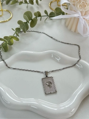 Halskette mit Anhänger, Rose aus Edelstahl wasserfest