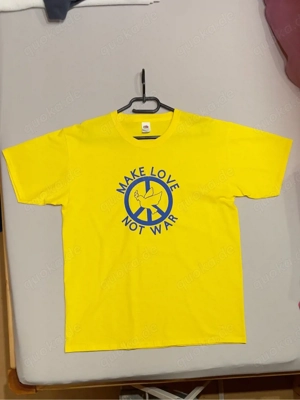T-Shirt "Make Love - Not War" neu gelb L
