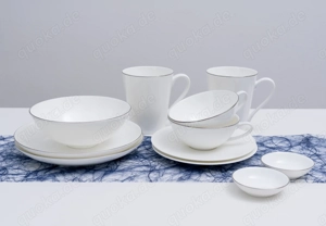 2 er Gedecke ZARA HOME BONE CHINA mit "Silberrändchen" 11 Teile.
