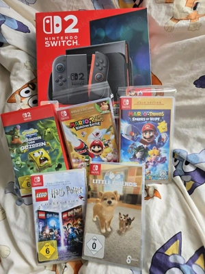 nintendo switch 2 spielkonsole mit 5 videospiele mit rechnung und verpakung 