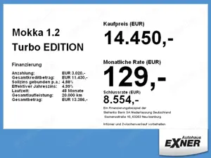 Opel Mokka 1.2 Turbo EDITION LED+SHZ+Fernlichtass.+LM Bild 4
