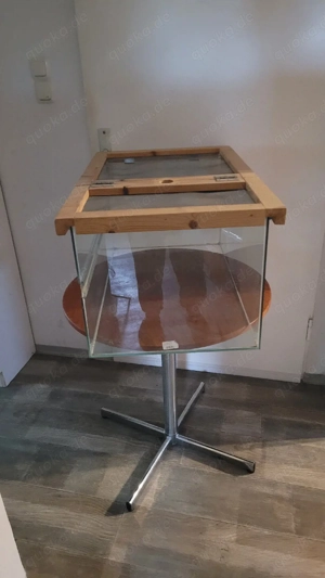 Glasterrarium mit geteiltem Holzdeckel und Draht bespannt 