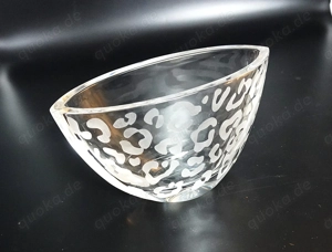 Massive ovale Glasschale mit einseitigem Leoparden-Printmuster weiß Bild 2