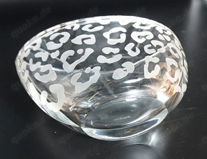 Massive ovale Glasschale mit einseitigem Leoparden-Printmuster weiß Bild 4