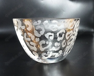 Massive ovale Glasschale mit einseitigem Leoparden-Printmuster weiß