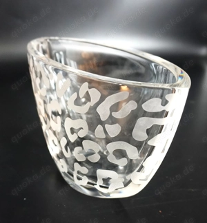 Massive ovale Glasschale mit einseitigem Leoparden-Printmuster weiß Bild 5