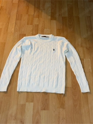 Ralph Lauren Zopfpullover in Weiß   Größe M, neuwertig
