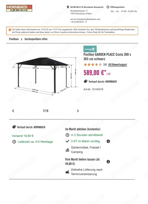 Pavillon Garden Place Costa Neu mit Seitenteilen Bild 2