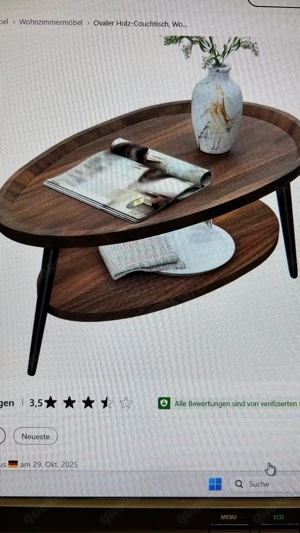 Ovaler Holz-Couchtisch neu noch Verpackt Bild 2