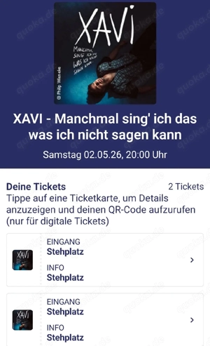 Konzertticket Xavi Köln (2. Mai 2026)