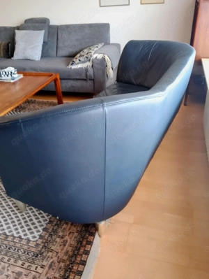 Dunkelblaue Leder Sofa