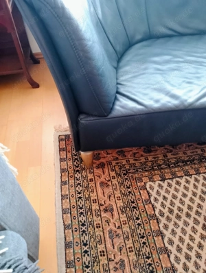 Dunkelblaue Leder Sofa Bild 4