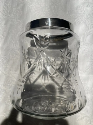  Eisbehälter oder Vase oder Windlicht Kristallglas mit Silberring, antik