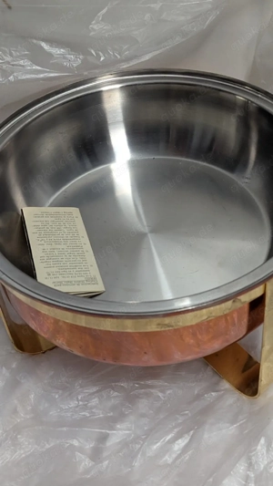 Kupfer Chafing Dish   Warmhaltebehälter mit Edelstahl-Einsatz & Deckel   Vintage