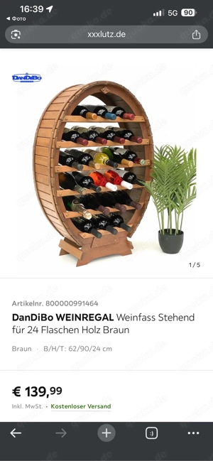 DanDiBo WEINREGAL Weinfass Stehend für 24 Flaschen