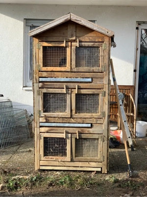 Hasenstall Kaninchenstall 3 stöckig vom Schreiner