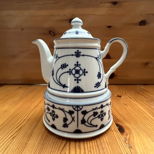 Teekanne Indisch Blau von Julius Lange   mit passendem Stövchen