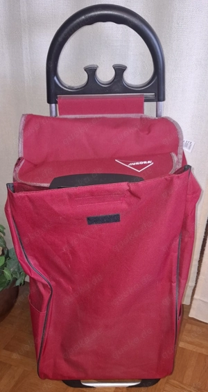 Einkaufstrolley XL bordeauxrot mit Außentaschen und Gummirädern bis 50kg